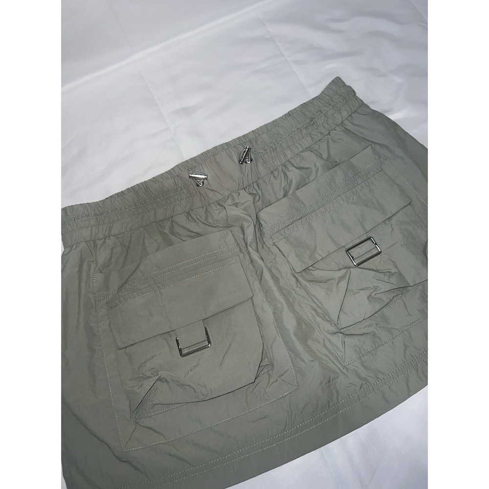 Fashion Nova Cargo Mini Skirt Utility Drawstring Elastic Waist Olive Green XL